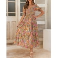 thumbnail image 2 of Vestido ZESICA 2025 boho con estampado floral y cuello cuadrado, largo maxi, 2 of 5