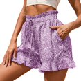 thumbnail image 3 of GEWSEY Womens Skorts Floral Ruffled Chiffon Flowy Shorts Summer Flared Mini Skirts Purple, 3XL, 3 of 9