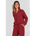 thumbnail image 4 of PRETTYGARDEN Women's 2 Piece Outfits Casual Lapel Half Zip Sweatshirts And Wide Leg Pants Tracksuit Sets, 4 of 8
