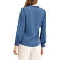 thumbnail image 3 of INSPIRE CHIC Women's V Neck Round Hem Blouse Long Sleeve Top M Blue, 3 of 6