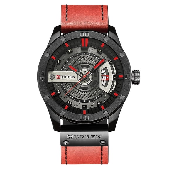 EXPLOJOY Men's Sport Quartz Watch – Casual Leather Strap, Date Display, Waterproof, Luminous Dial