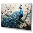 thumbnail image 2 of Designart "Vibrant Display Of A Peacock Amidst Flowers I" Animals Peacock Canvas Art Print, 2 of 7