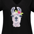 thumbnail image 4 of Inktastic Cute Llama with Flower Women's Plus Size V-Neck T-Shirt, 4 of 5