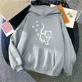 thumbnail image 2 of Oalirro Women's Heart Graphic Drawstring Hoodie Crew NeckValentine's Day PulloverGray,XL, 2 of 4