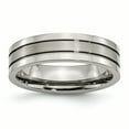 thumbnail image 1 of Titanium Grooved 6mm Brushed and Polished Band Ring 8 Size, 1 of 6