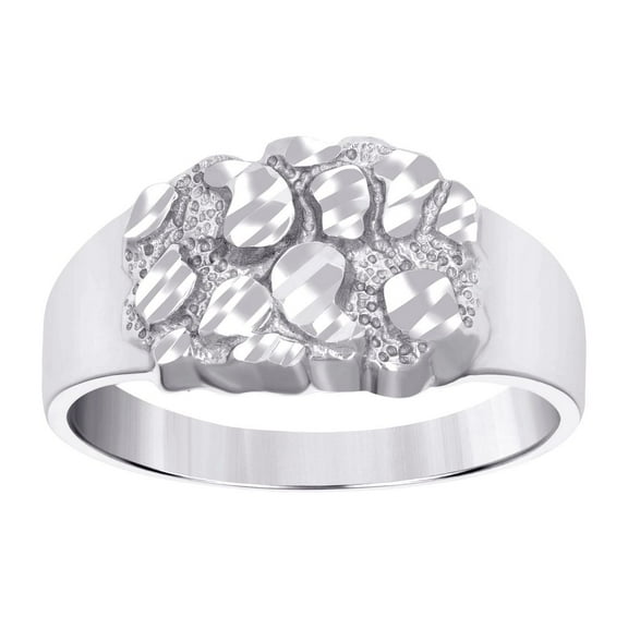 925 Sterling Silver Womens Sparkle-Cut Nugget Ring 11mm Wide Size 10 Ring for Women - 3.8 Grams