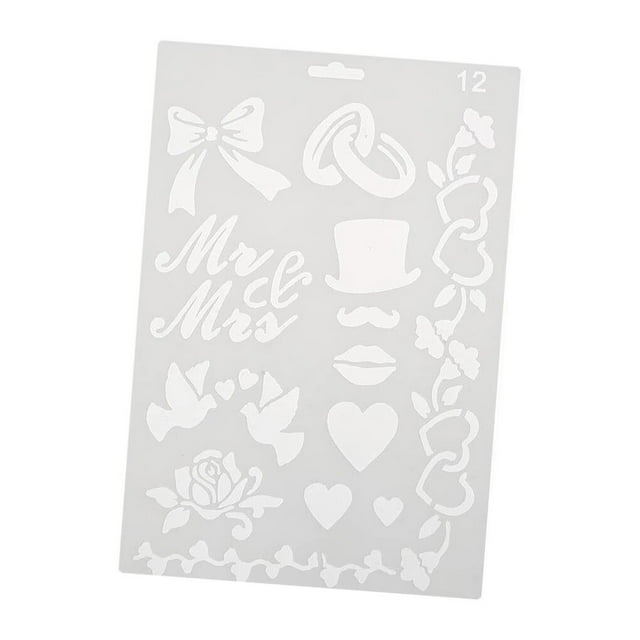 Baohd Drawing Template Plastic Ruler Stencil DIY Painting Board Hollow Album Decor, No.12