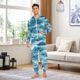 thumbnail image 6 of FORMRS Onesies Pajama for Adults Unisex Hoodie Winter Jumpsuit One Piece Sleepwear, Sizes S-2XL, Green Watercolor Ocean Waves, 6 of 7