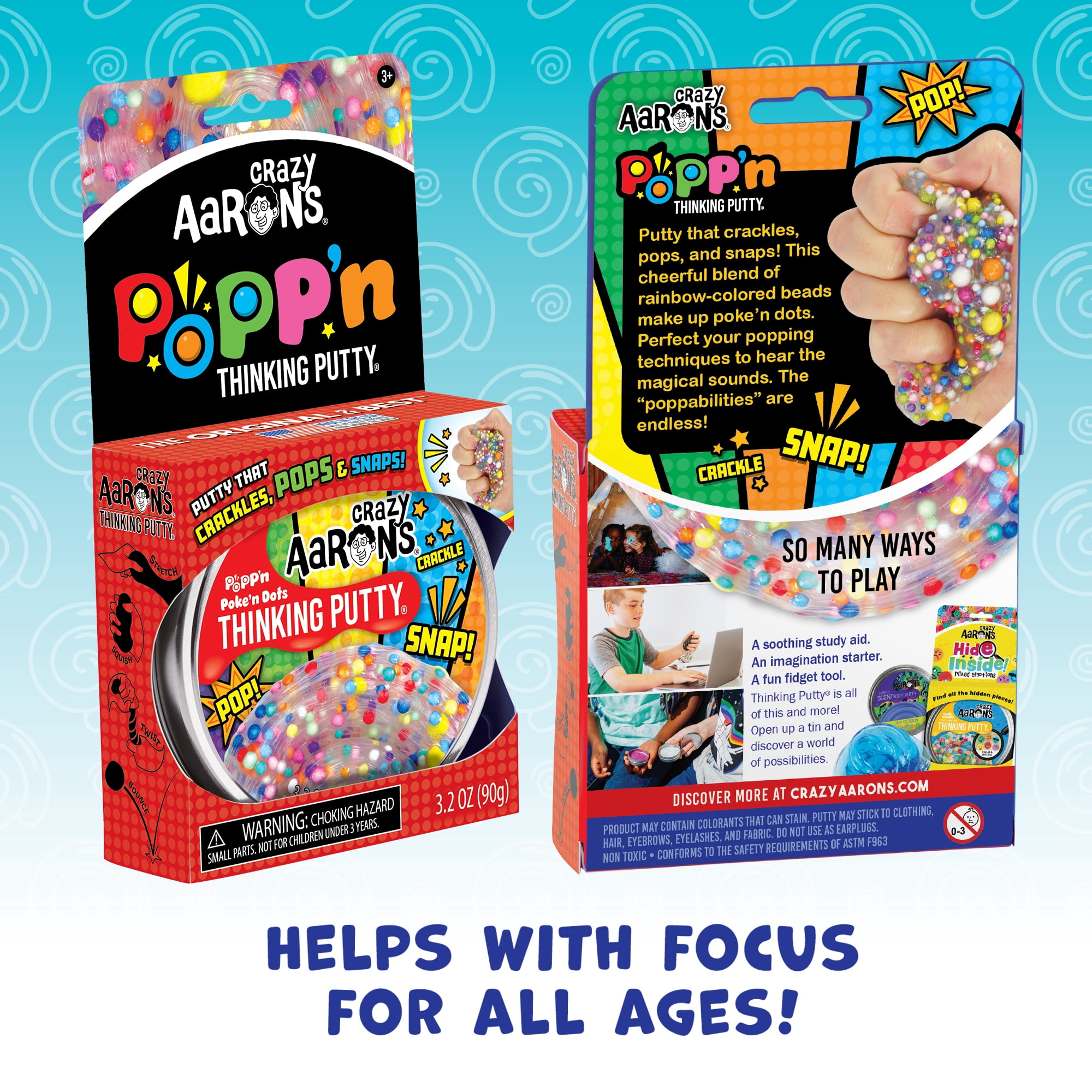 Crazy Aaron’s Poke'n Dots Thinking Putty, White, Ages 3 and Up