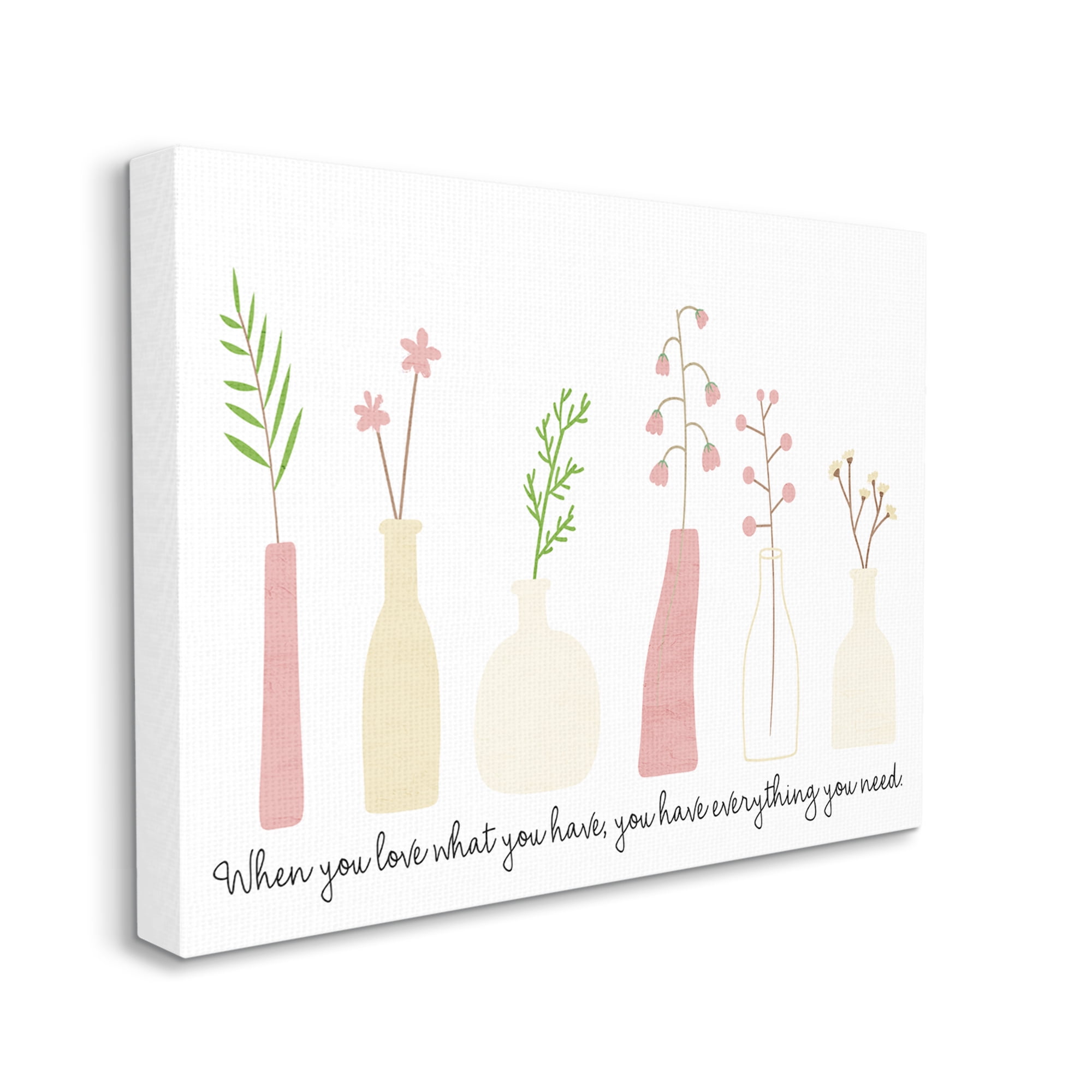Stupell Industries Love What You Have Uplifting Quote Mixed Flowers Graphic Art Gallery Wrapped Canvas Print Wall Art, Design by Kim Allen