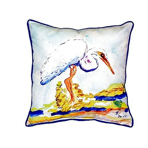 Betsy Drake SN176 12 x 12 in. Betsys Egret Small Indoor & Outdoor Pillow
