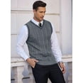 thumbnail image 3 of Spring and Autumn New Men's Sweater Vest V-neck Slim Fit Casual Sleeveless Twisted Knitted Pullover, 3 of 6
