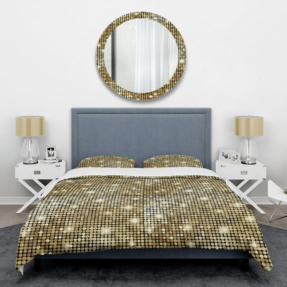 Designart 'Abstract Gold Mosaic' Mid-Century Modern Duvet Cover Set