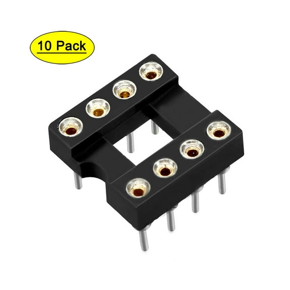 Uxcell 10pcs 7.6 Row Pitch 2 Row 8 Round Pins DIP IC Chip Socket Adaptor