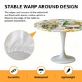 thumbnail image 2 of Elastic Fitted Round Tablecloth, Yellow Sunflowers Waterproof Stretch Table Cover for 55"-60" Tables, Spring Gnomes Hydrangea Daisy Plants Washable Outdoor Tablecloths for Patio, Picnic, Camping, 2 of 9