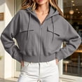 thumbnail image 6 of yillto Womens Full Zip up Hoodies Cropped Loose Sweatshirts Long Sleeve Fashion Cargo Coats with Pockets, 6 of 7