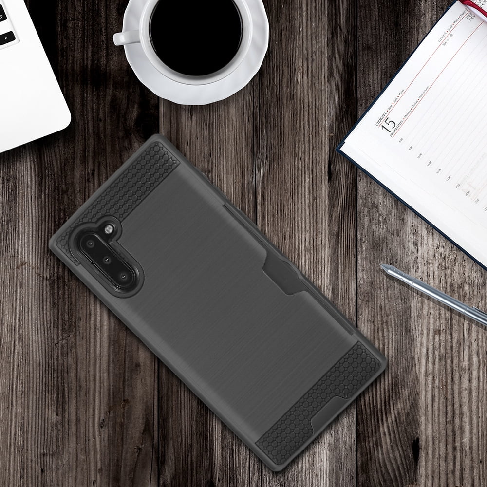 Hybrid Rugged Case Designed for Galaxy Note 10 (2019) With Rotating Ring Holder And Dedicated Card Slot (Black)