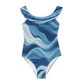 thumbnail image 3 of Girls Ruffle One Piece Swimsuit, Stretchy Fabric for Beach & Pool Activities A Seamless Pattern Of Blue, 3 of 8