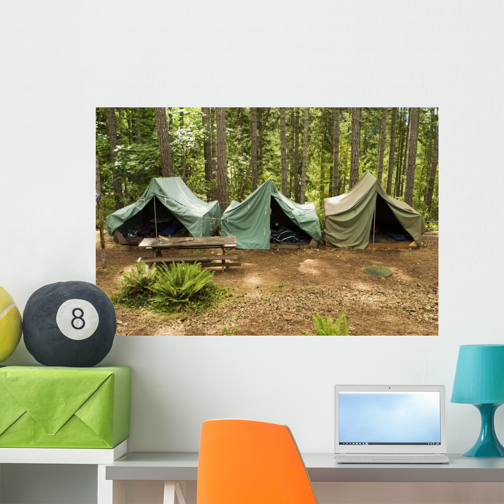Group Canvas Tents Campground Wall Mural by Wallmonkeys Peel and Stick
