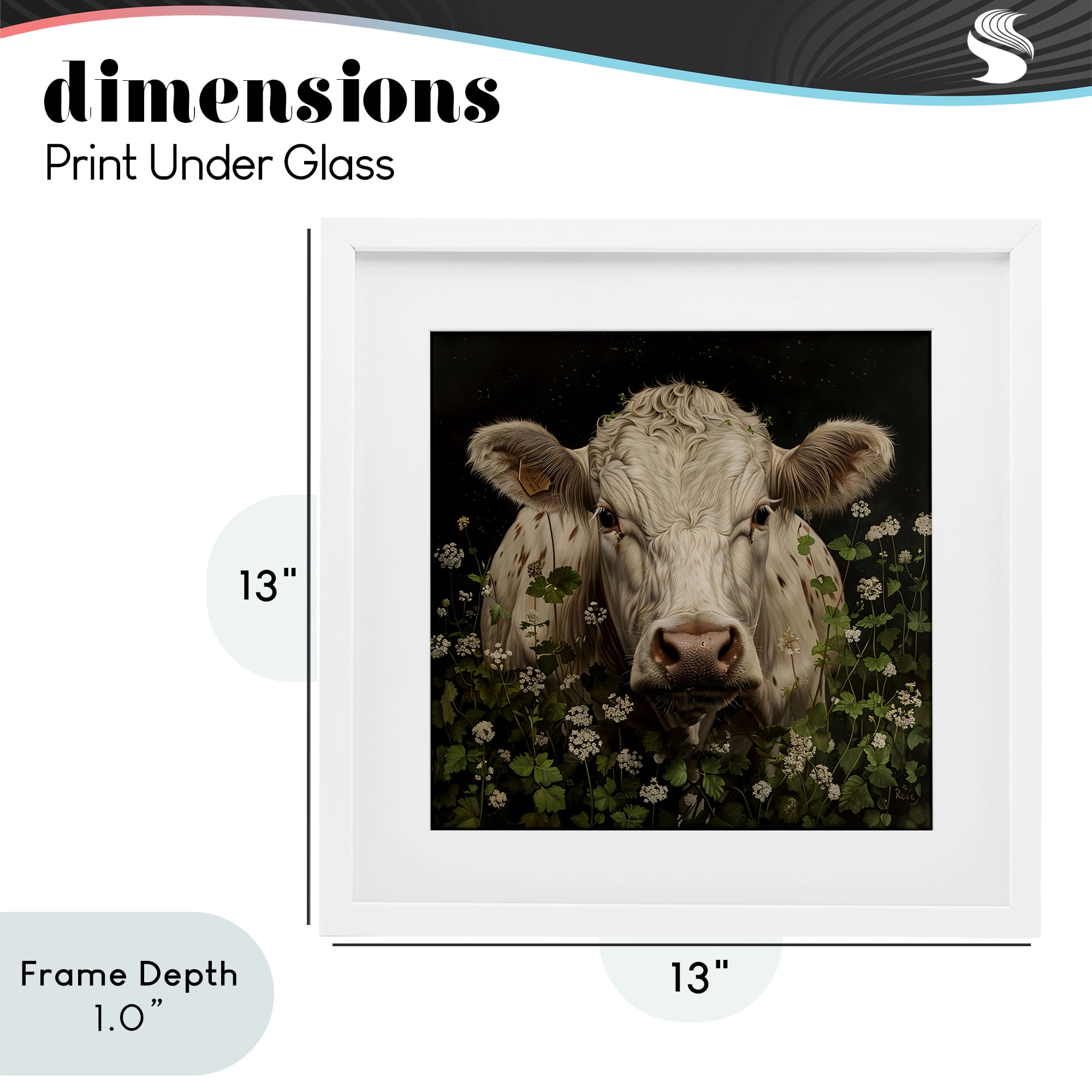 Stupell Industries Cow in the Green Meadow White Framed Print Under Glass, design by Creative Studio