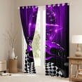 thumbnail image 3 of Homewish Purple Chic Automobile Black Out Curtains, Modern Checkered Flag Curtains Pack of 2 (42x63 Each), Extreme Sports Lover Bedroom Curtains, Blackout Curtains Home Decor, 3 of 6