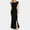 Black, variant on Elegant Women's Formal Dress - Crew Neck Gown with Ruffle Trim and Split Hem for Parties and