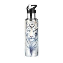 Tiger in Blue Water Bottles Insulated Thermos Kids Stainless Steel Bottle with Straw Lid Flask Leakproof for Sports Gym 20 oz
