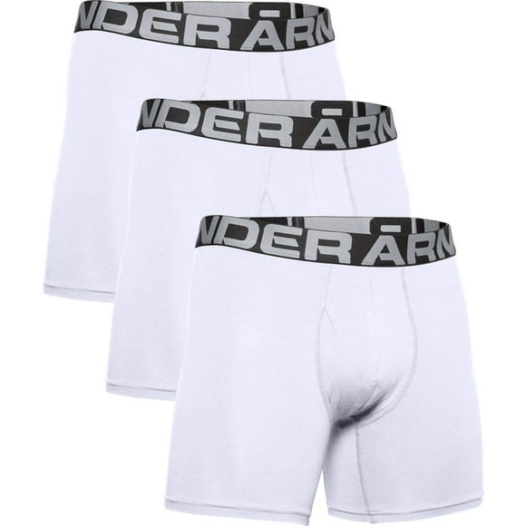 Under Armour Men's Charged Cotton 6-inch Boxerjock 3-Pack , White (100)/White , XX-Large