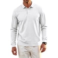 thumbnail image 3 of Hearthz Men Polo Shirts White Quick Dry Mens Shirts Long Sleeve Moisture Wicking Athletic Workout Golf Polos for Men, 3 of 6