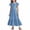 Light Blue, variant on Girls Summer Dress Pleated Short Sleeve Round Neck Loose Casual Flowy Layered Extra Long Dress With Pockets Kids Dress for Party School Daily Wear