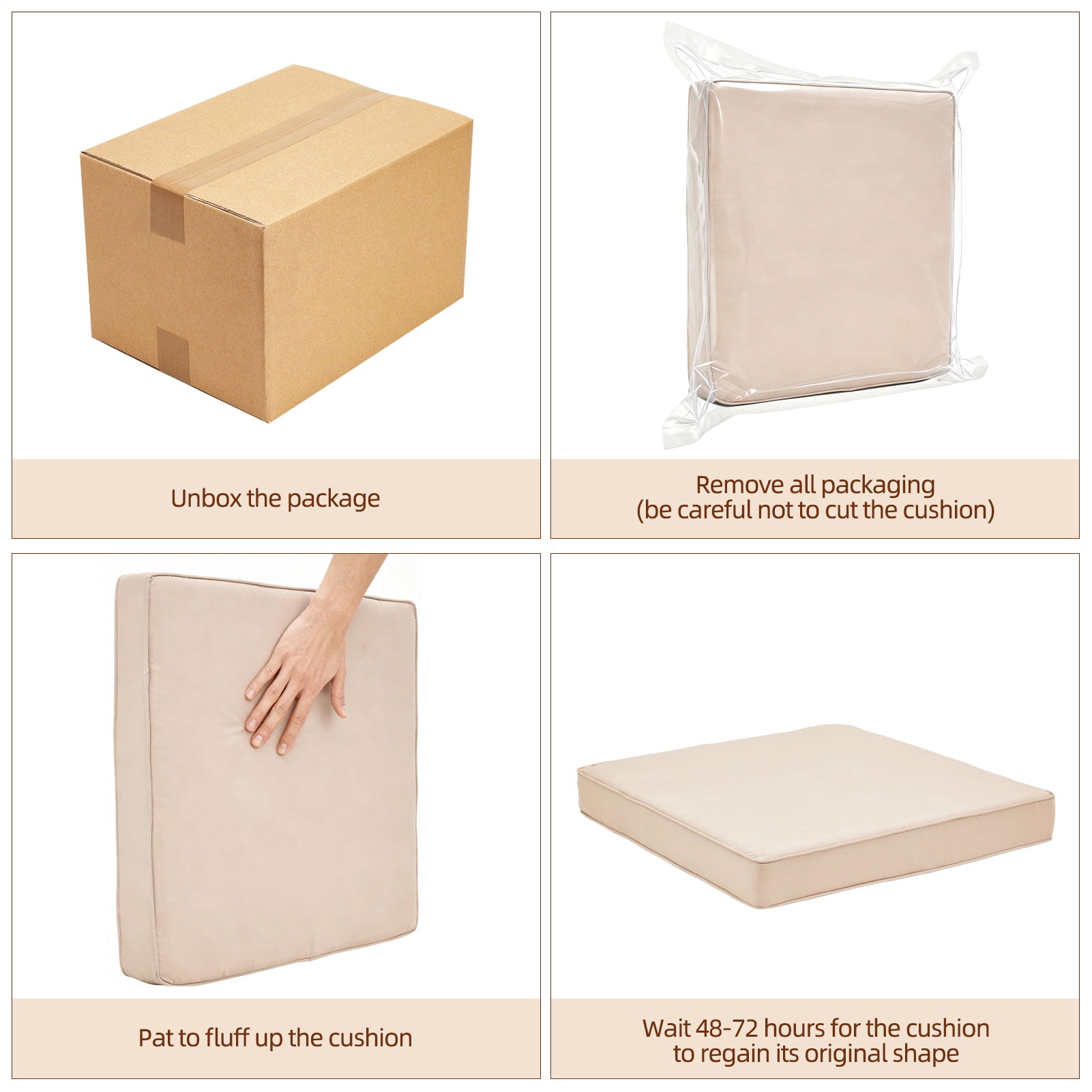 14-Piece Patio Furniture Replacement Cushion Set with Washable Covers, Waterproof Sectional Outdoor Sofa Cushions (6 Seat + 6 Back + 2 Armrest), 4" High-Density Foam with Anti-Slip Base, Khaki
