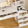 thumbnail image 4 of Makeup Vanity Desk with LED Lighted Mirror, Solid Wood Legs, and Power Outlet - Modern Fluted Design with Storage Shelf for Bedroom or Dressing Room, Perfect for Women and Girls(ship in 2 boxes), 4 of 7