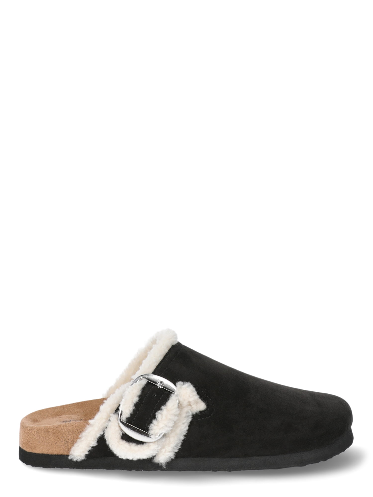 Time and Tru Women's Faux Shearling Cozy Buckle Clogs, Sizes 6-11