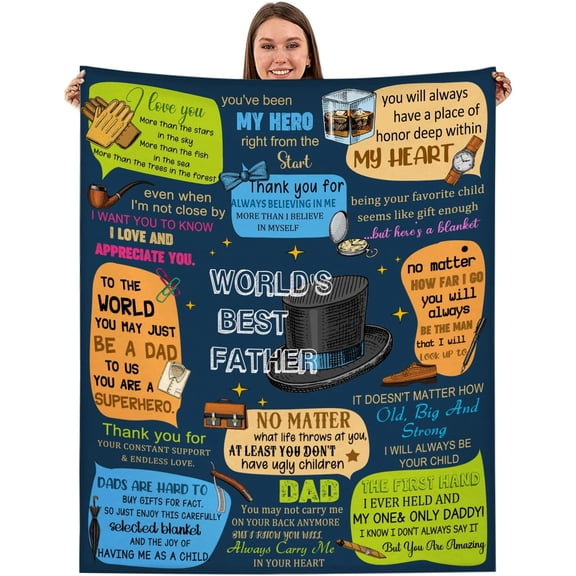 Gifts for Dad, Dad Gifts from Daughter Son, Funny Dad Blanket, Dad Birthday Gift Ideas, Dad Daughter Gifts, Christmas for Dad Super Soft Cozy Flannel Throw Blanket 50"x 60"