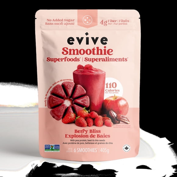 Evive Smoothie Cubes - Berry Bliss, 405g, Vegan, Non-GMO, Frozen Cubes, Blend (beets, mixed berries, dates etc.)