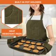 thumbnail image 4 of OPUX Chef Apron for Men, Kitchen Apron with Pockets for Women, Large Unisex Canvas Apron for Cooking Grilling BBQ Baking, Heavy Duty Apron for Work, Olive Green, 4 of 8
