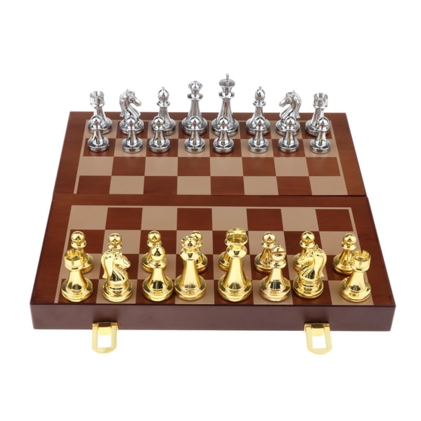 de ajedrez con tablero plegable, s de ajedrez portátiles con caja de ranuras de almacenamiento, para principiantes y adultos Estilo 1 Hugo ajedrez internacional de madera