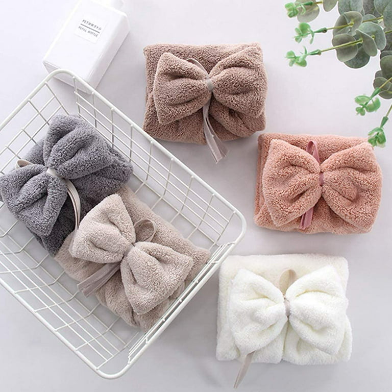 Windfall 5 Pack Hanging Hand Towels for Bathroom&Kitchen,Ultra Thick Hand Towel with Hanging Loop,Cute Child/Kids Microfiber Rabbit Hand Towels.Soft