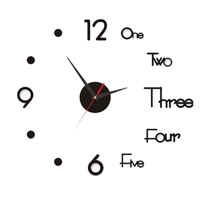 Advancent Reloj de pared DIY, pegatina de superficie de espejo acrílico, decoración de habitación para el hogar y la Oficina Decoración del hogar negro