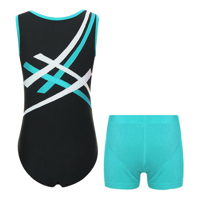Ensemble 3 Pièces Justaucorps Gymnastique Fille - Leotard, Gilet, Short | Strass, Tissu Stretch Pour Danse, Ballet, Compétition