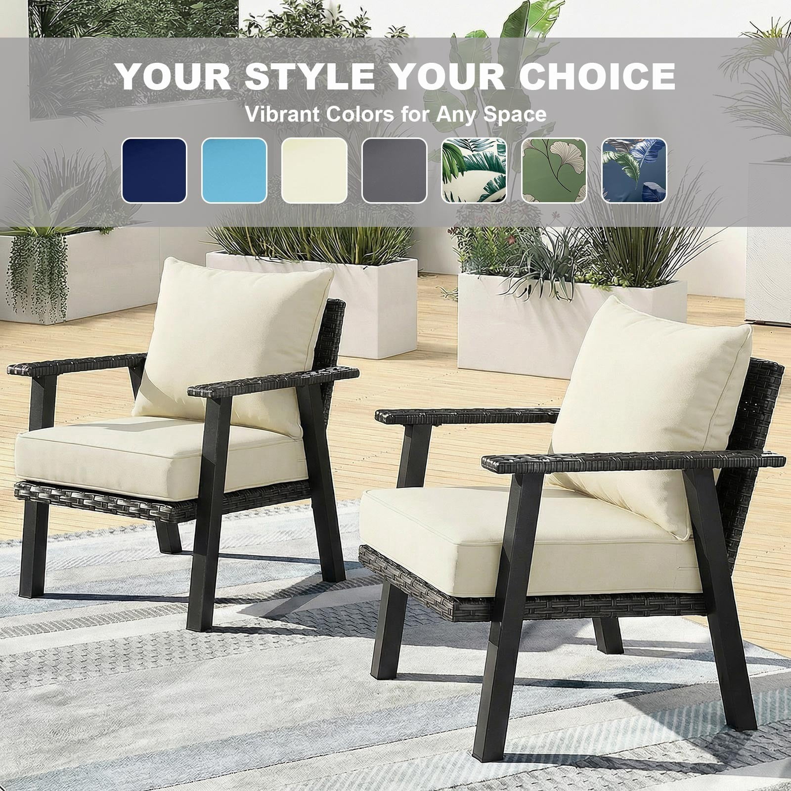 TOPCHANCES Outdoor Deep Seat Cushion Set, 24x24 Inch Waterproof Outdoor Deep Seat Cushions for Patio Furniture (Set of 1, Beige)