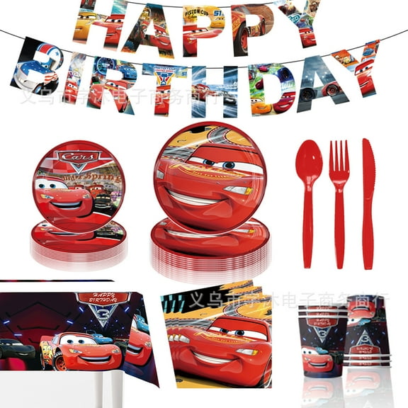 Cars Birthday Party Supplies,McQueen Cartoons Theme Party Decoration Set