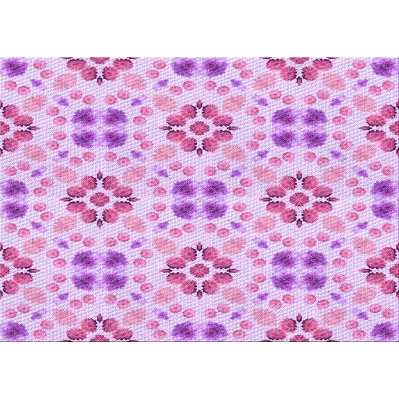 Ahgly Company Machine Washable Indoor Rectangle Transitional Blossom Pink Area Rugs, 4' x 6'