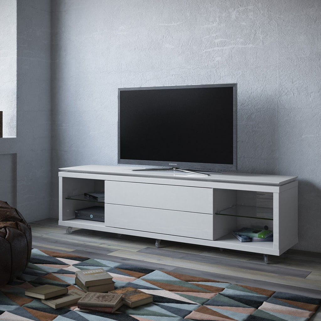 Manhattan Comfort Vanderbilt Tv Stand And Cabrini 2 Floating Wall Panel With Led Lights