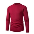 thumbnail image 1 of pstuiky Camisas de invierno de manga larga para hombre, Suéter informal de color liso para hombre, cuello alto, tejido ajustado, capa base, manga larga, cuello redondo, camiseta/camiseta l, 1 of 3