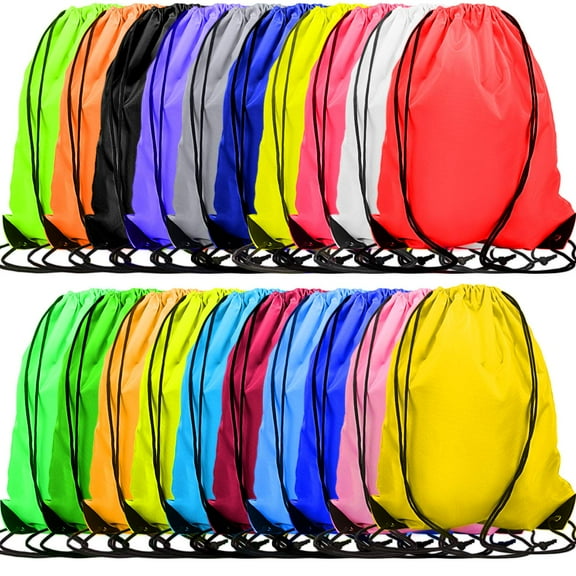 60 Pieces Drawstring Bags Bulk Nylon Sport Drawstring Backpack Bags Cinch Bags Sackpack for Men Women Gym Sport Traveling Yoga (20 Mixed Colors)