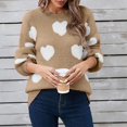 thumbnail image 2 of VISALY Valentines Tops for Women Love Print Heart Sweater Knit Sweater Base Sweater Cozy Sweaters Dressy Sweaters Casual Sweaters Fitted Pullover Sweater Casual Sweaters Trendy Dressy Tops Khaki Xxl, 2 of 7