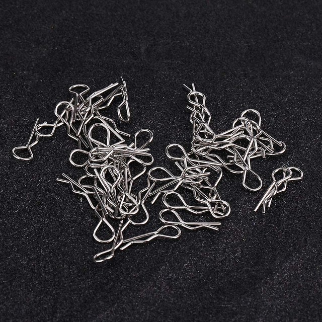 Clip de carrocería R, pasadores de carcasa de carrocería, pasador tipo R, adecuado para carcasa de coche a escala, ala trasera, soporte de batería (8 piezas, plateado) ShuxiuWang 8390612403460