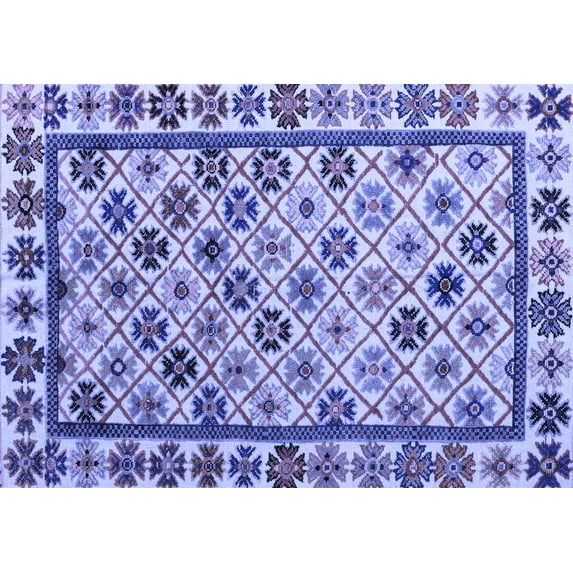 Ahgly Company Machine Washable Indoor Rectangle Abstract Blue Modern Area Rugs, 4' x 6'