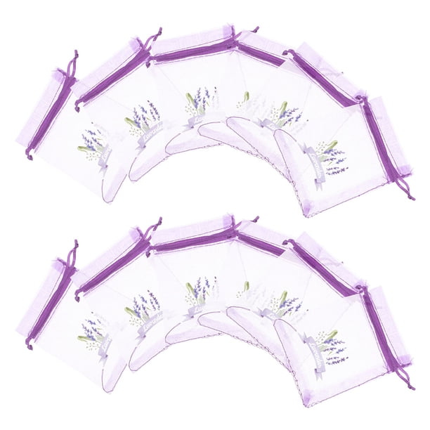 20 bolsitas de lavanda con cordón, pequeñas bolsas de gasa, bolsitas de organza, pequeñas bolsas de malla con cordón, bolsas transparentes para regalos de fiesta.